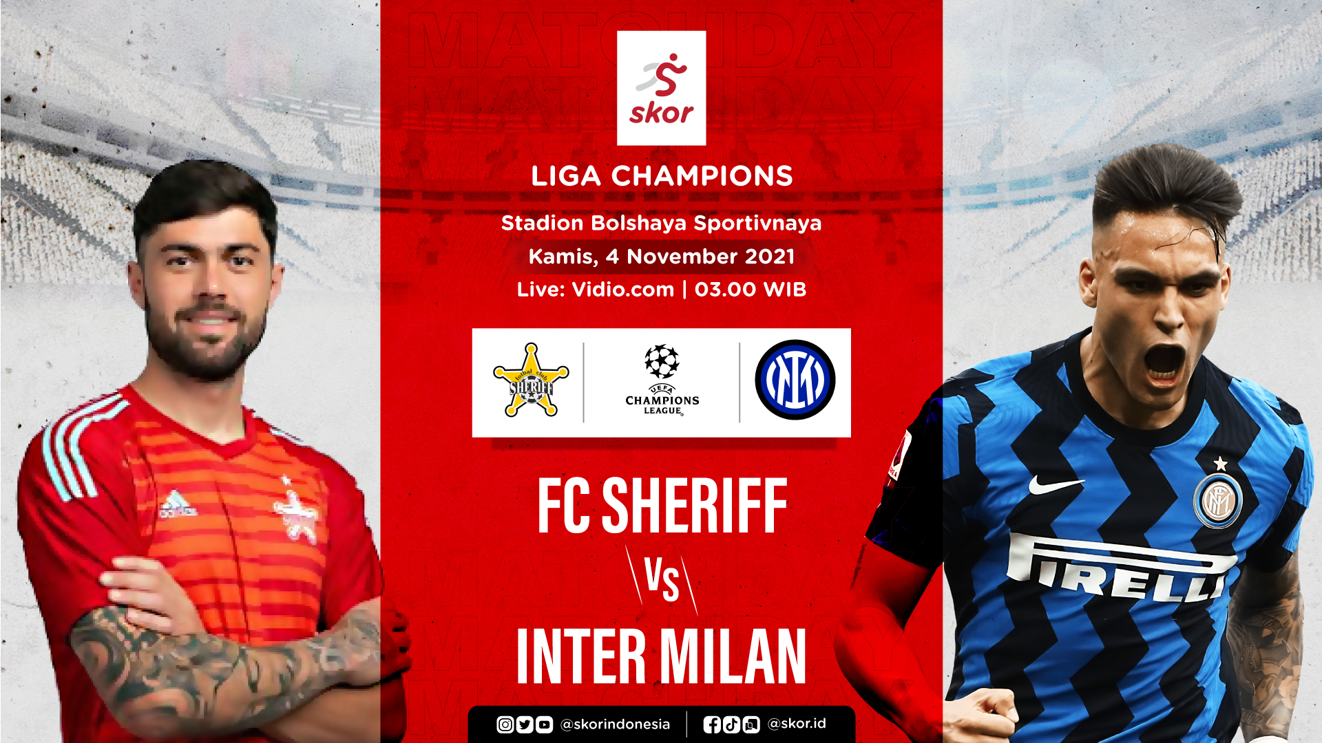 Link Live Streaming Sheriff vs Inter Milan di Liga Champions
