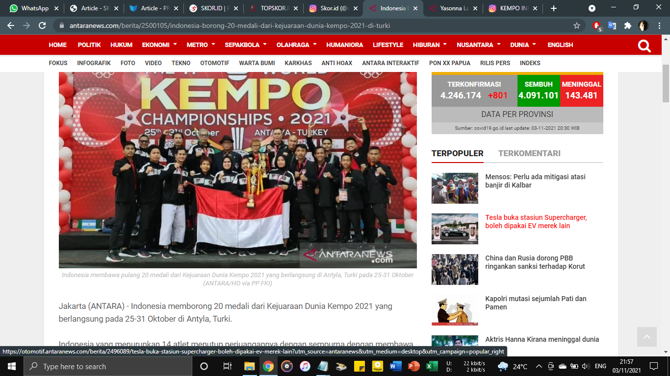Fantastis, Tim Kempo Indonesia Borong 20 Medali Kejuaraan Dunia 2021