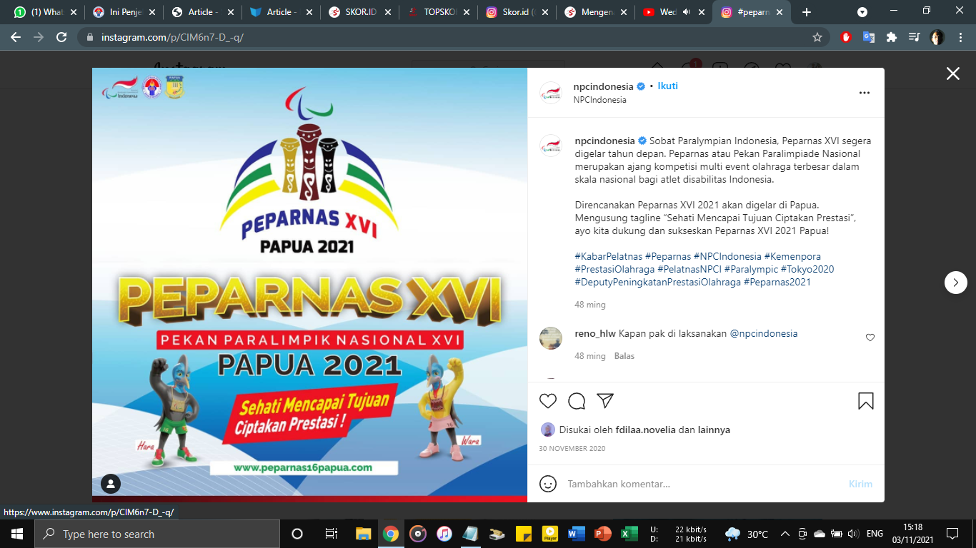 Panitia Klaim Pembukaan Peparnas Papua 2021 akan Semewah Olimpiade Tokyo 2020
