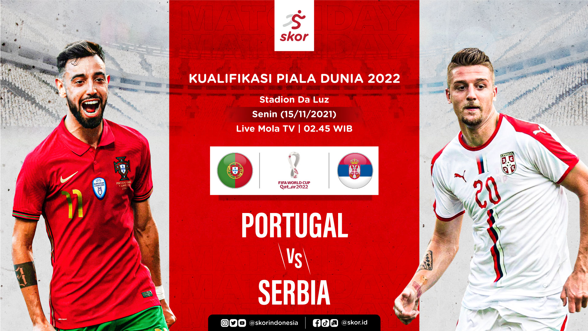 Link Live Streaming Portugal vs Serbia di Kualifikasi Piala Dunia 2022