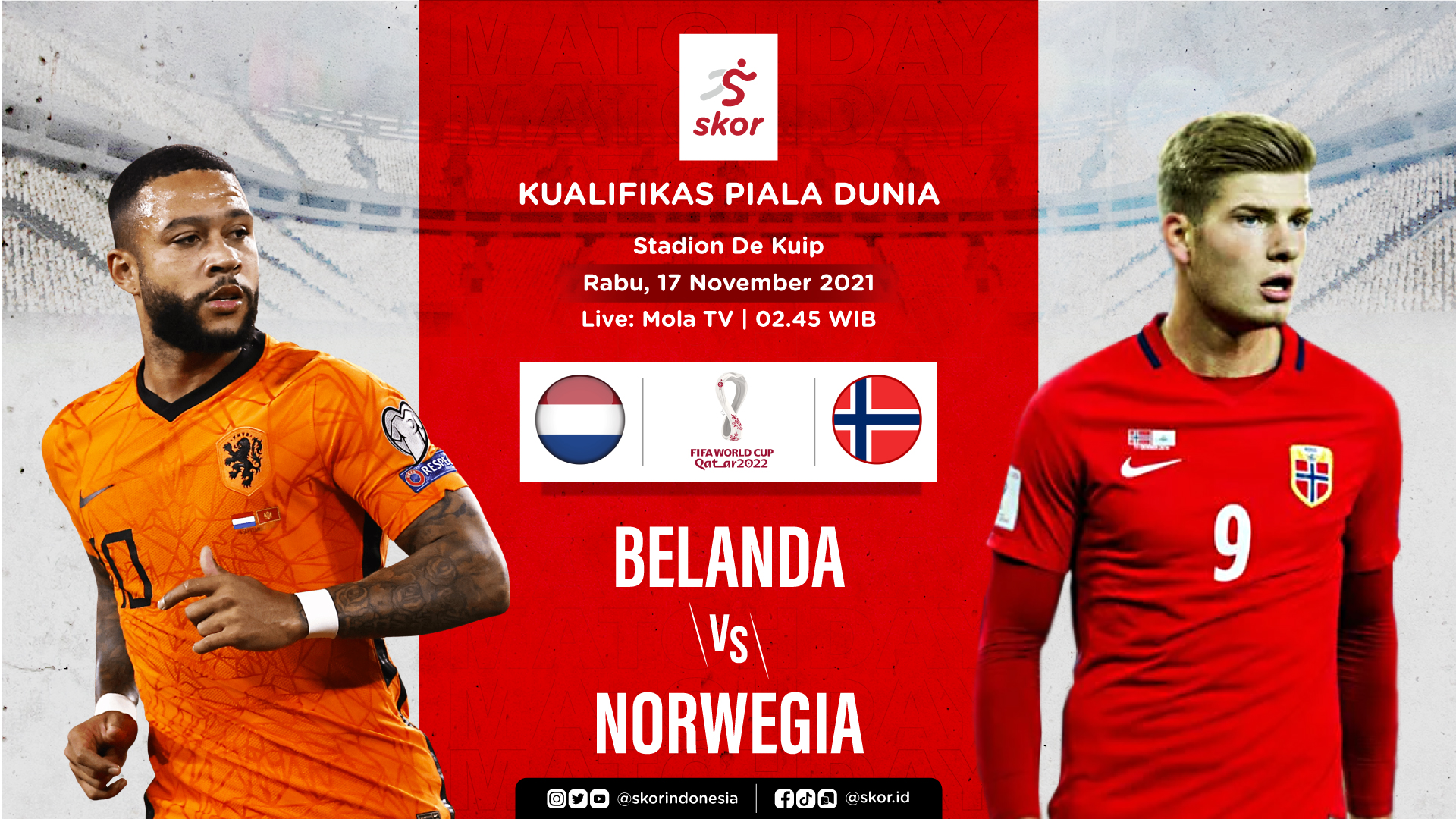 Prediksi Belanda vs Norwegia: Kesempatan Tim Oranje Amankan Tiket Piala Dunia 2022