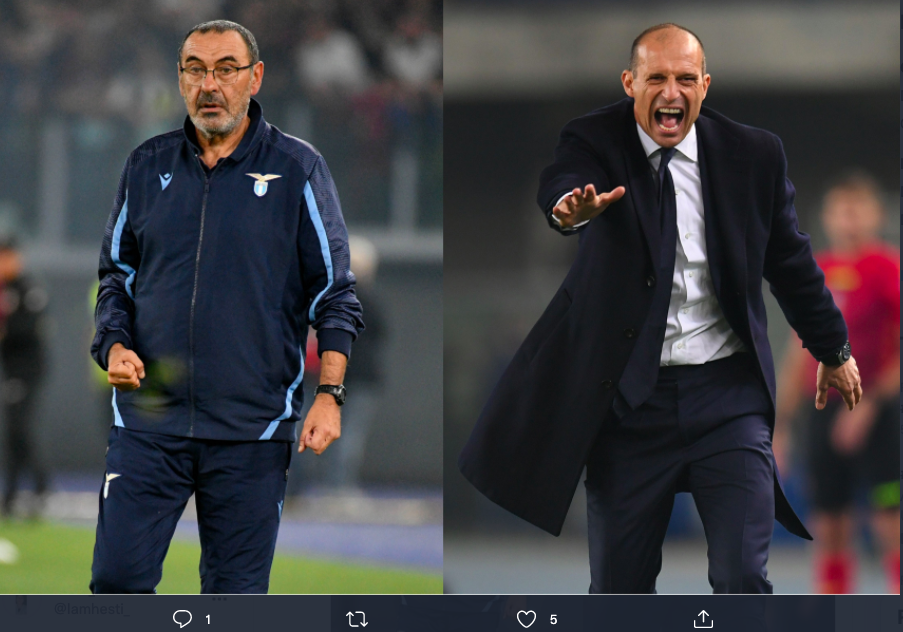 Lazio vs Juventus:  18 Tahun Rivalitas Maurizio Sarri vs Massimiliano Allegri