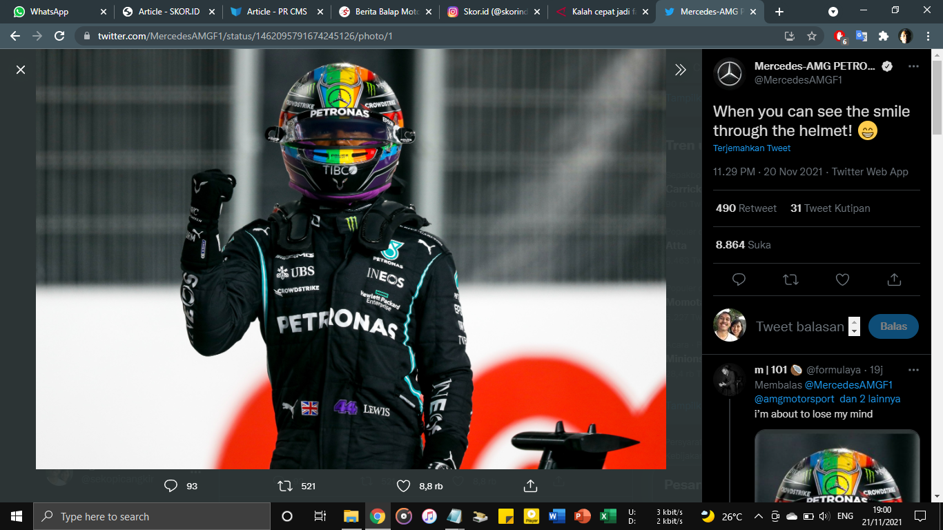 Link Live Streaming F1 GP Qatar 2021: Hamilton-Verstappen Kembali Start Terdepan