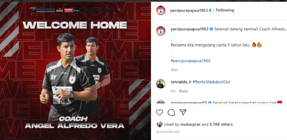 Statistik Pelatih Baru Persita Tangerang Alfredo Vera di Liga Indonesia