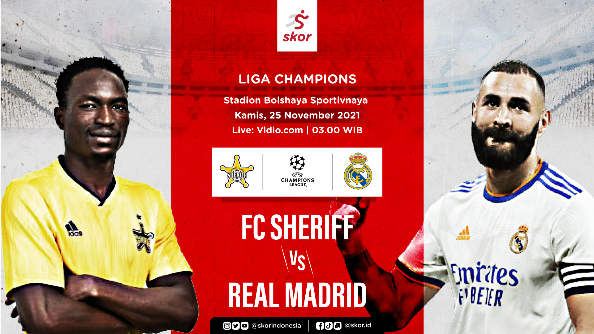 Link Live Streaming Sheriff vs Real Madrid di Liga Champions
