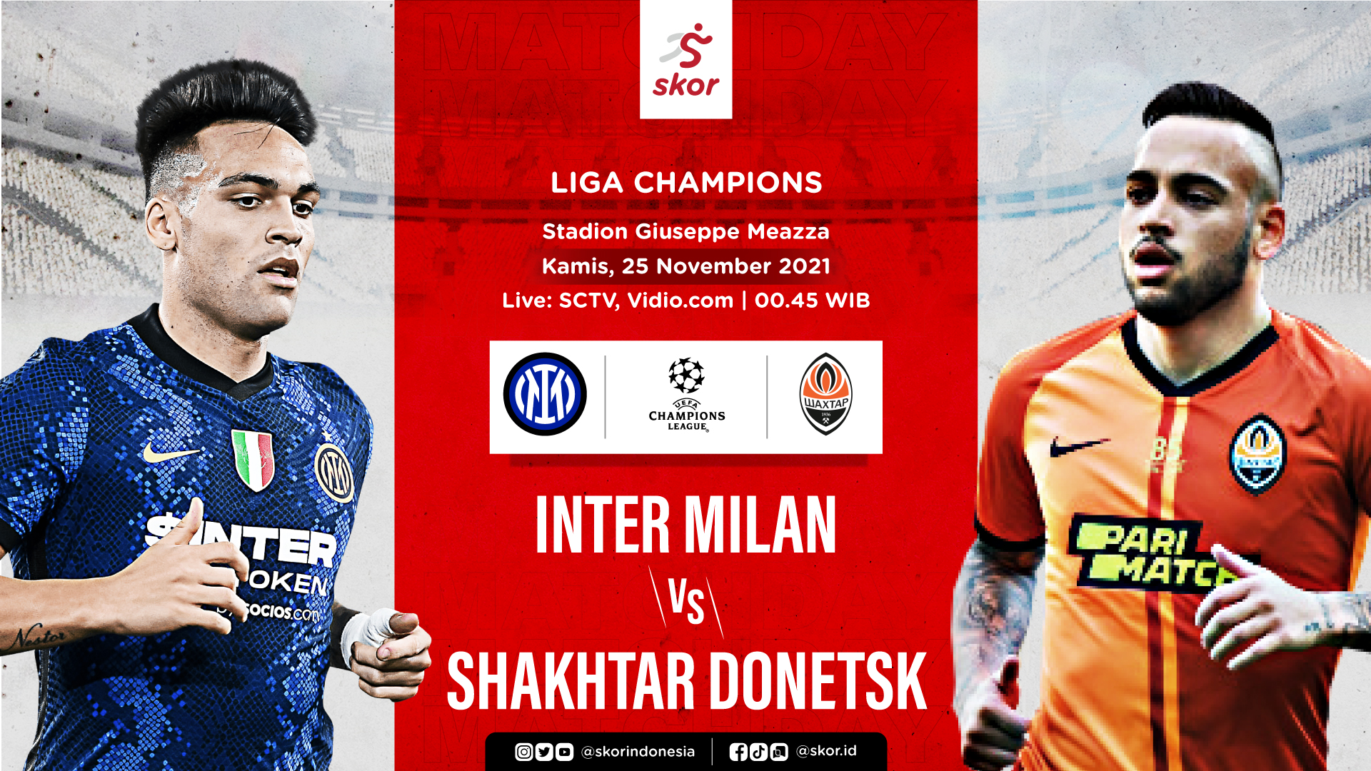 Link Live Streaming Inter Milan vs Shakhtar Donetsk di Liga Champions