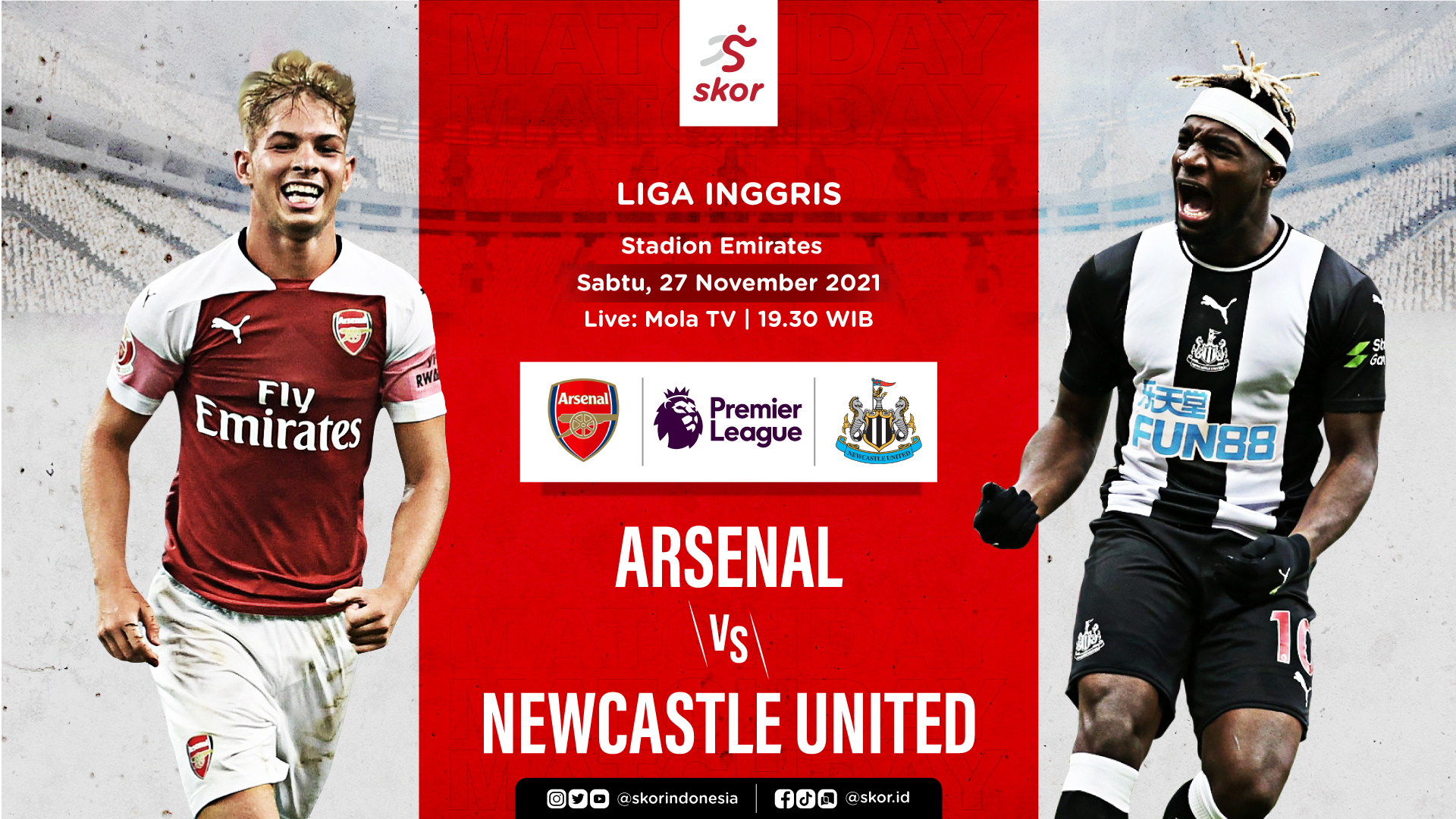 Link Live Streaming Arsenal vs Newcastle United di Liga Inggris