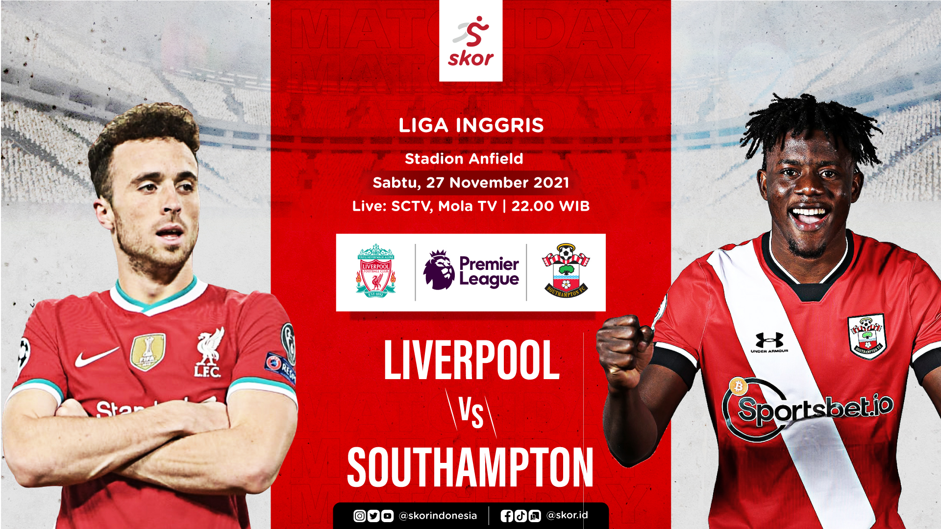 Link Live Streaming Liverpool vs Southampton di Liga Inggris