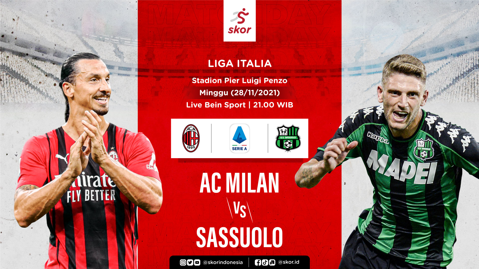 Link Live Streaming AC Milan vs Sassuolo di Liga Italia
