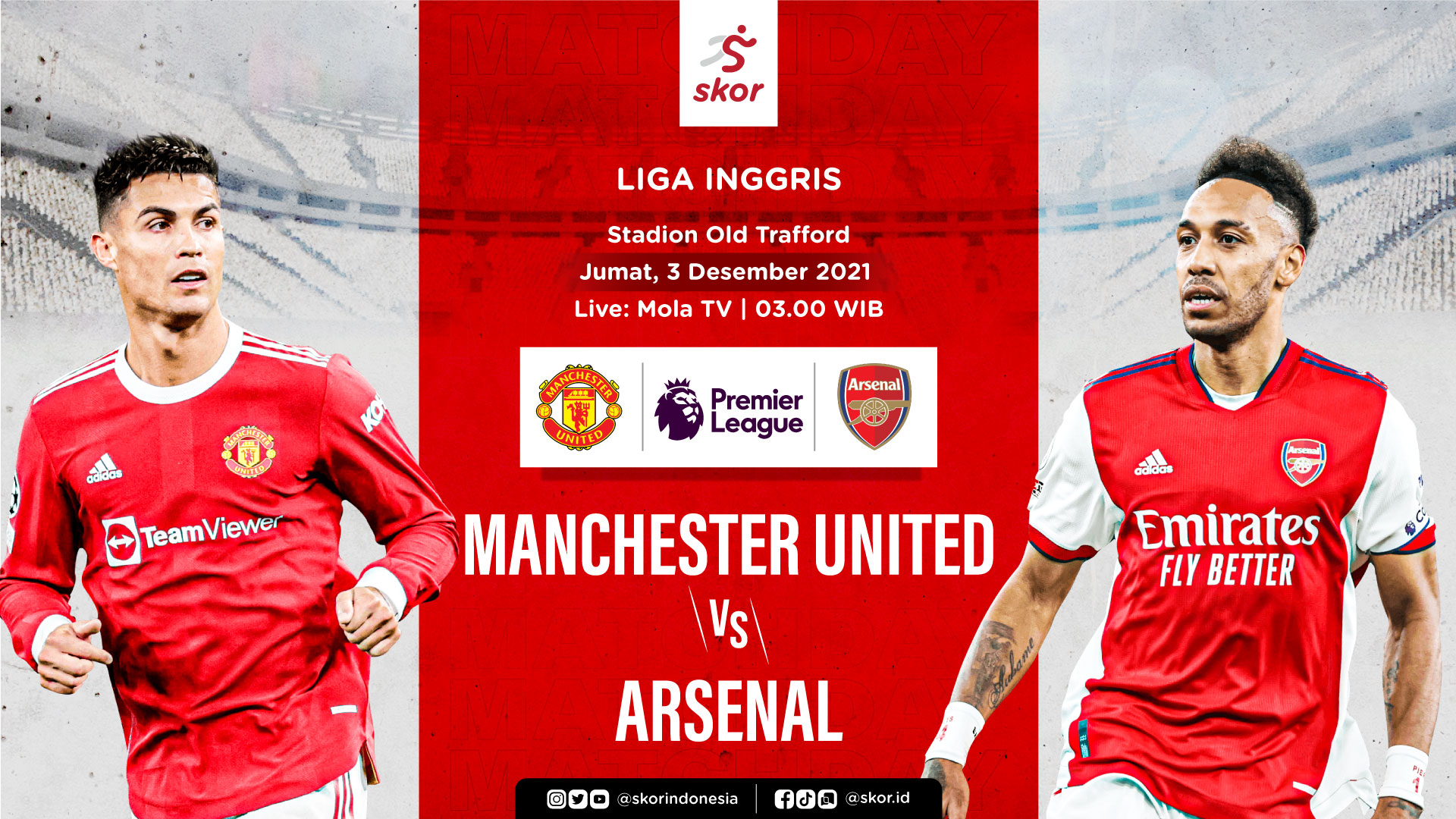 Link Live Streaming Manchester United vs Arsenal di Liga Inggris