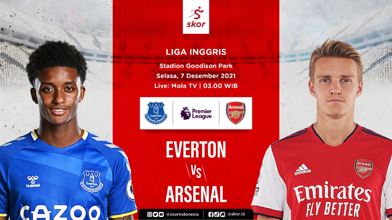 Link Live Streaming Everton vs Arsenal di Liga Inggris
