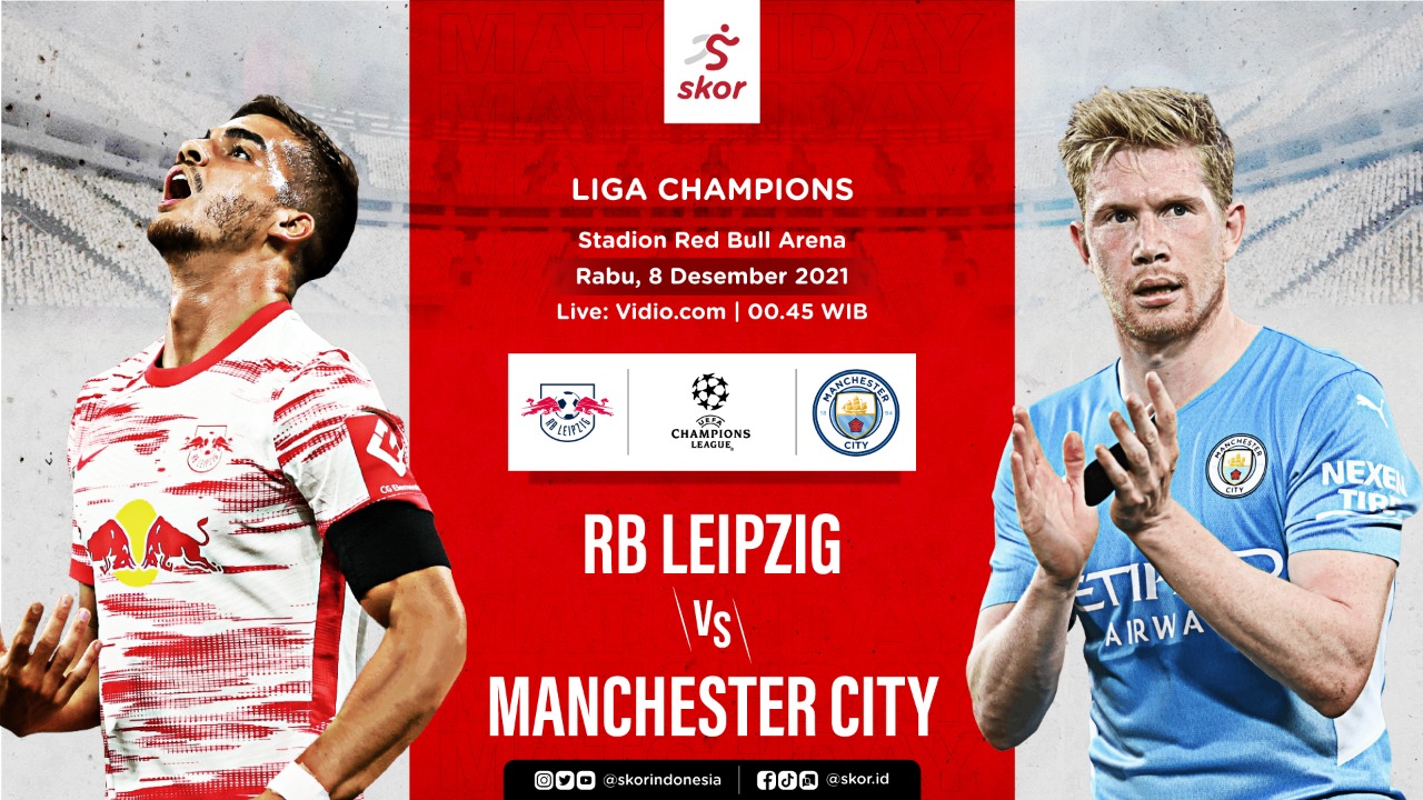 Link LIve Streaming RB Leipzig vs Manchester City di Liga Champions