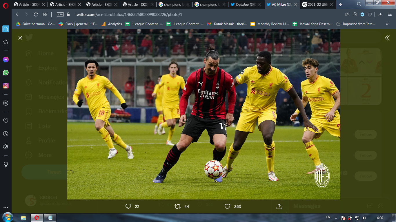 Hasil AC Milan vs Liverpool: Kalah, Rossoneri Gugur dari Kompetisi Eropa