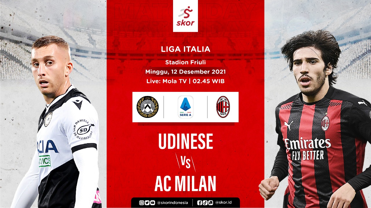  Link Live Streaming Udinese vs AC Milan di Liga Italia
