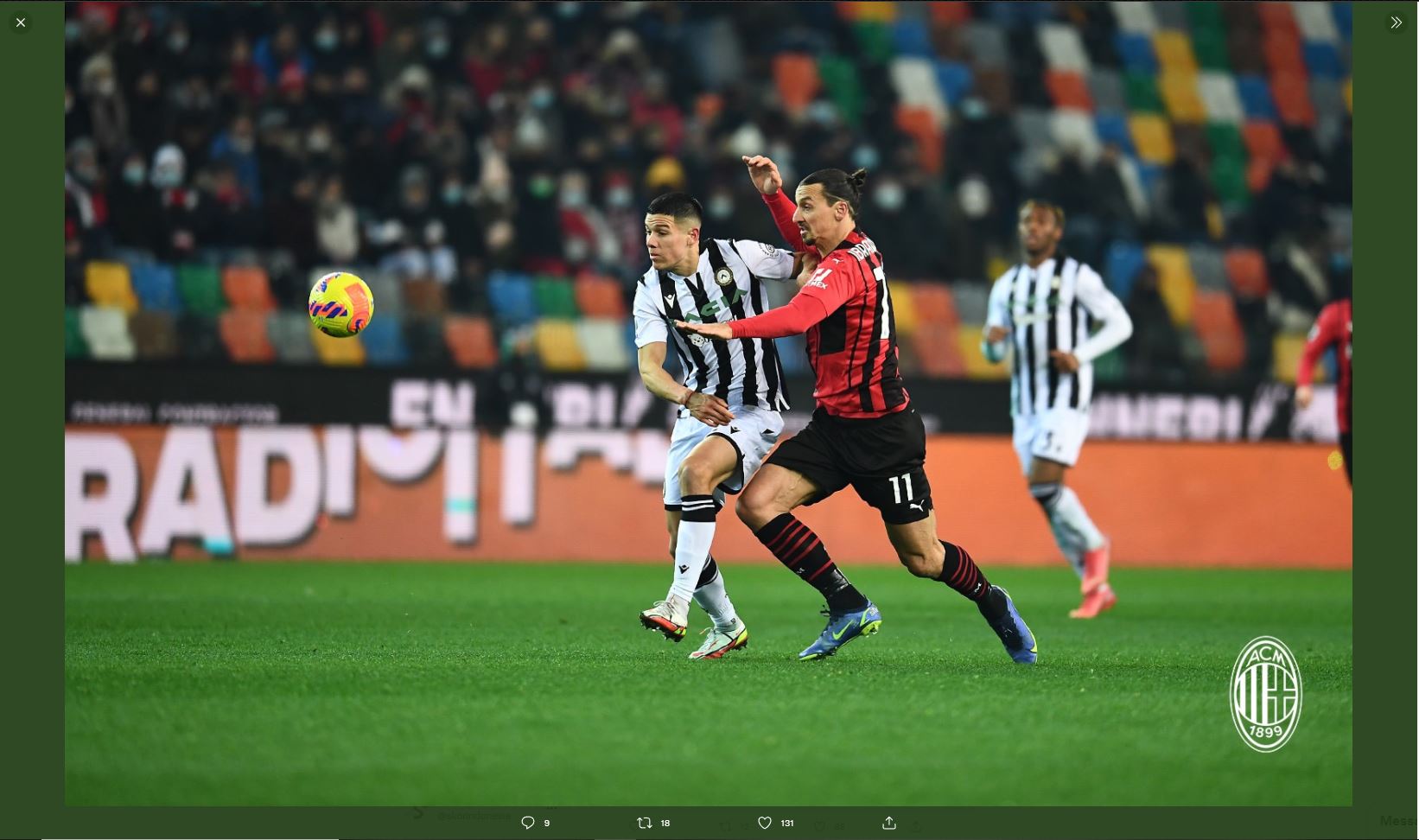 Hasil Udinese vs AC Milan: Gol ke-300 Zlatan Ibrahimovic Selamatkan I Rossoneri dari Kekalahan
