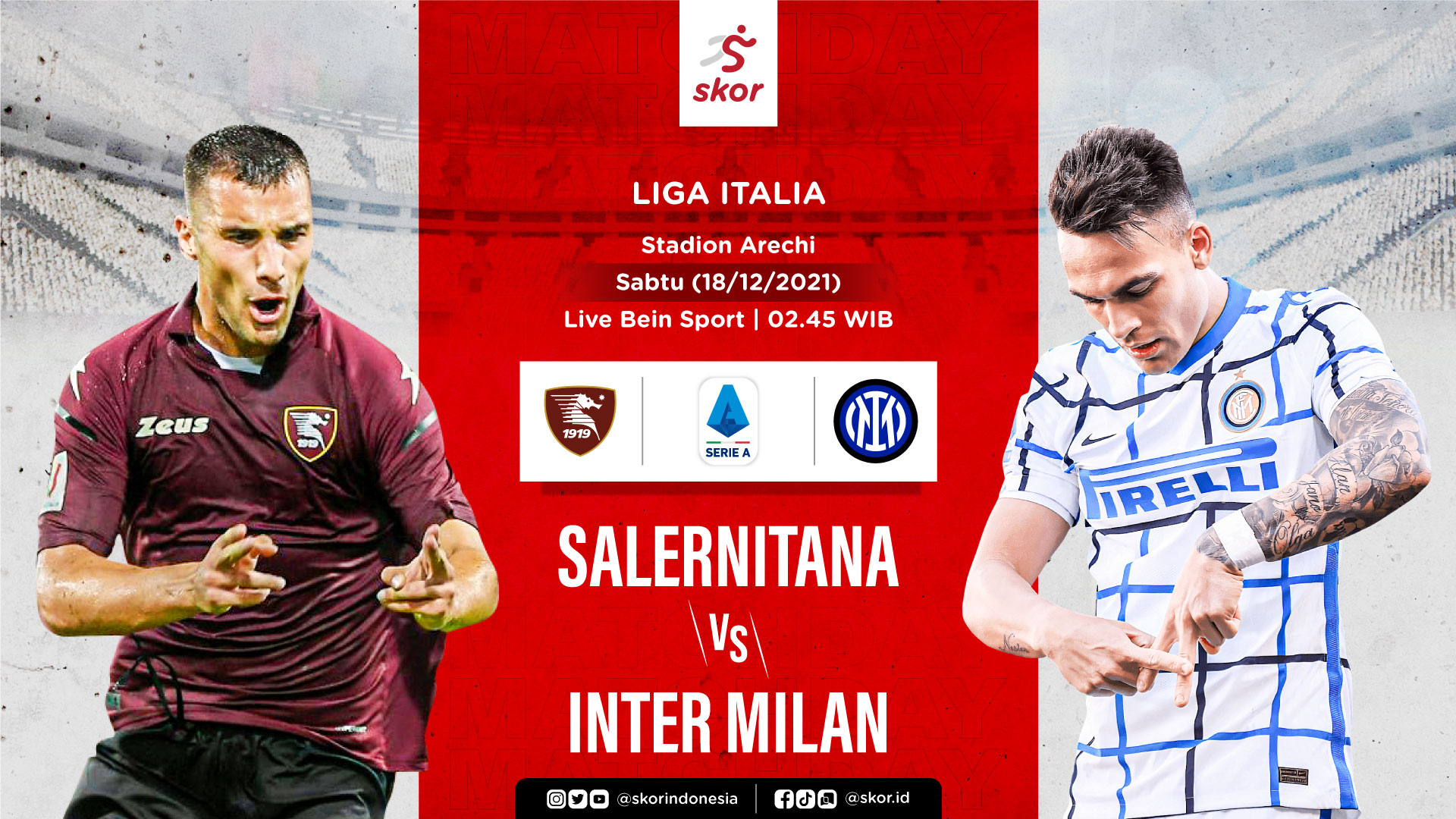 Link Live Streaming Salernitana vs Inter Milan di Liga Italia