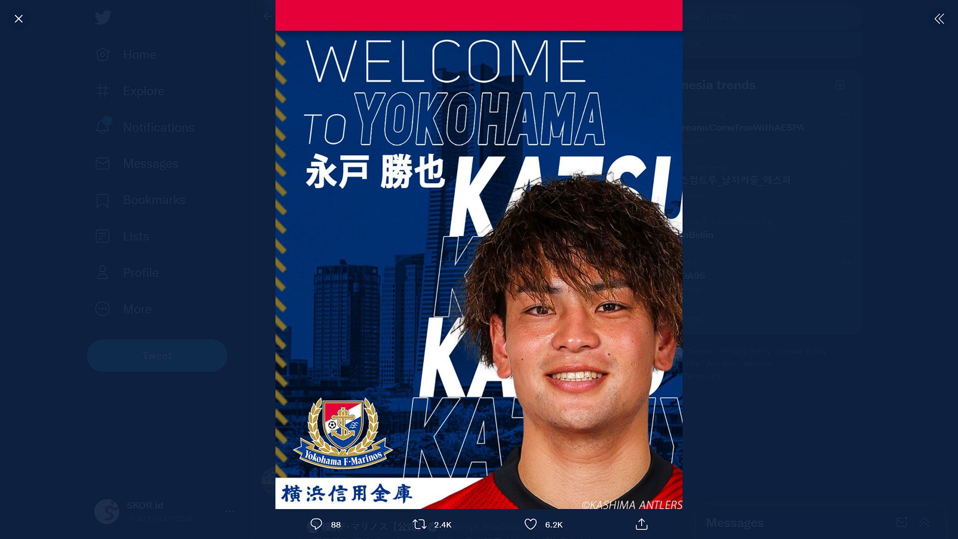 Theerathon Bunmathan Pergi, Yokohama F. Marinos Dapatkan Pengganti dari Kashima Antlers