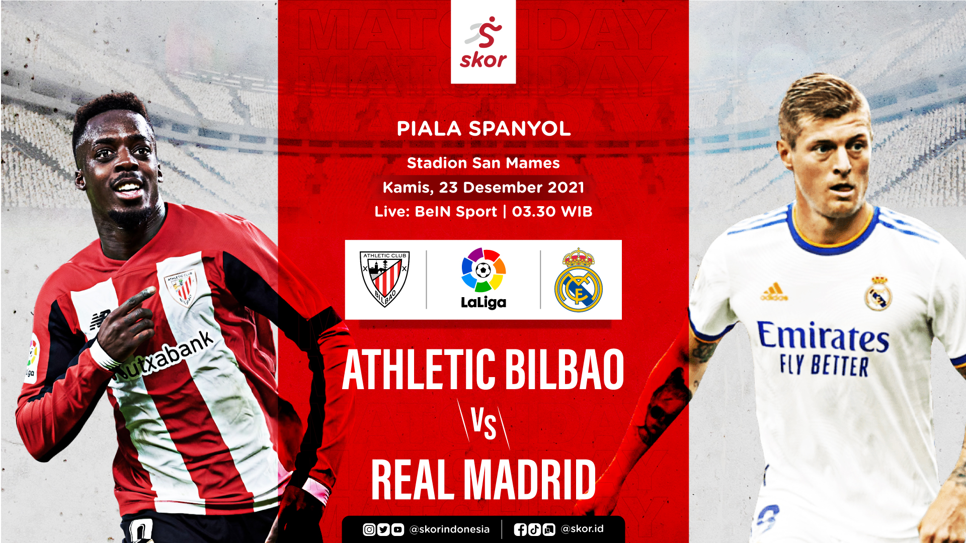 Link Live Streaming Athletic Bilbao vs Real Madrid di Liga Spanyol