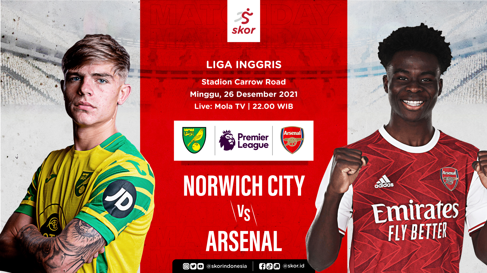 Link Live Streaming Norwich City vs Arsenal di Liga Inggris