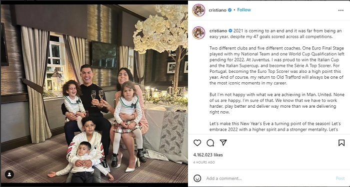Selamat Tahun Baru 2022: Cristiano Ronaldo dan Keluarga Posting Foto Menggemaskan