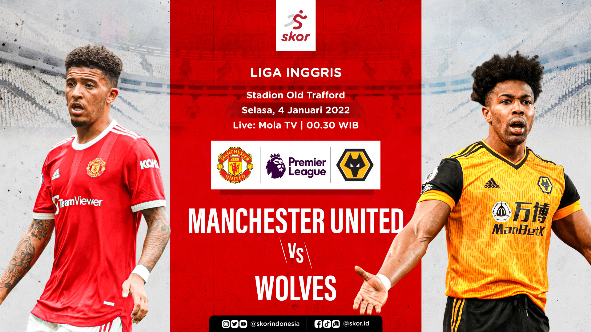 Link Live Streaming Manchester United vs Wolves di Liga Inggris
