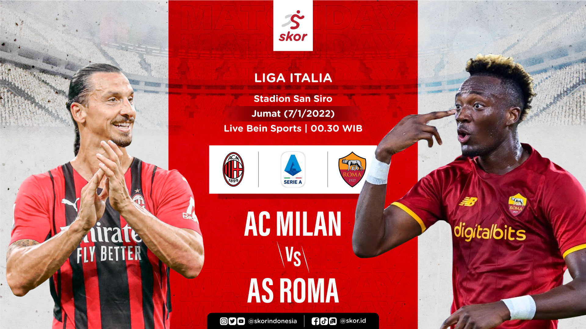 Link Live Streaming AC Milan vs AS Roma di Liga Italia