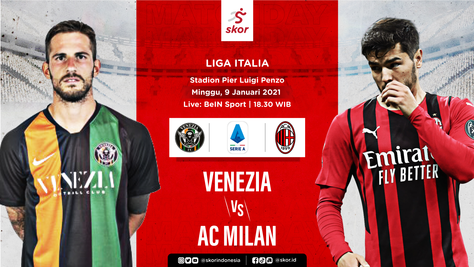 Link Live Streaming Venezia vs AC Milan di Liga Italia