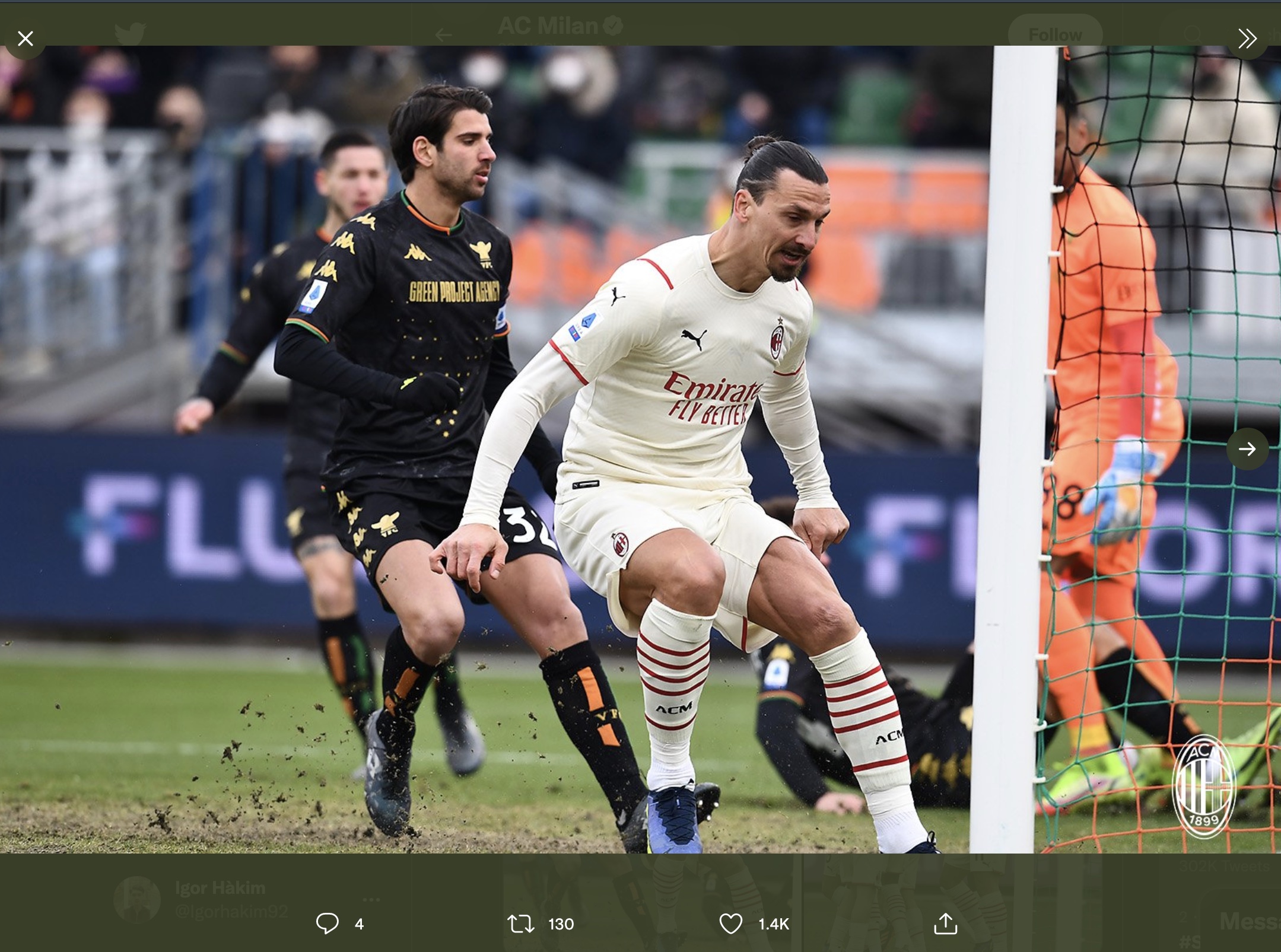 Venezia 0-3 AC Milan: Zlatan Ibrahimovic Ukir Catatan Baru