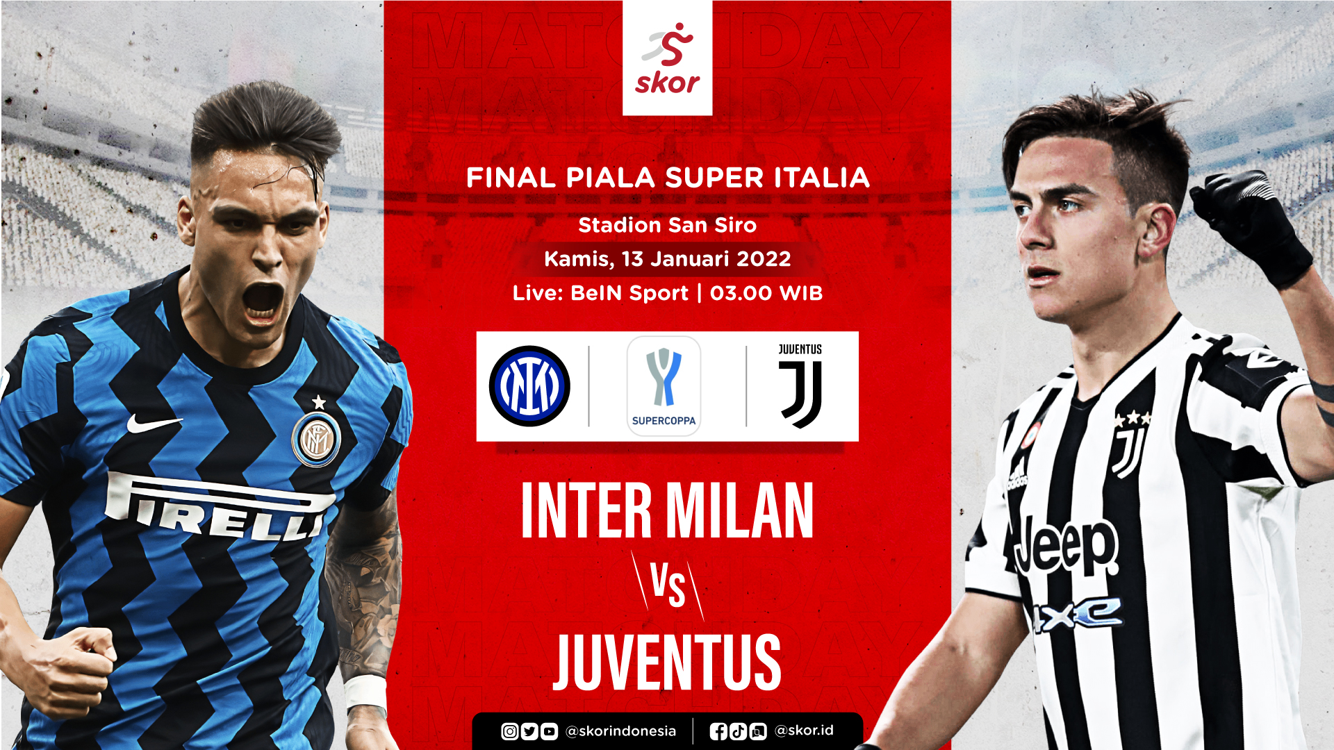 Link Live Streaming Final Piala Super Italia: Inter Milan vs Juventus