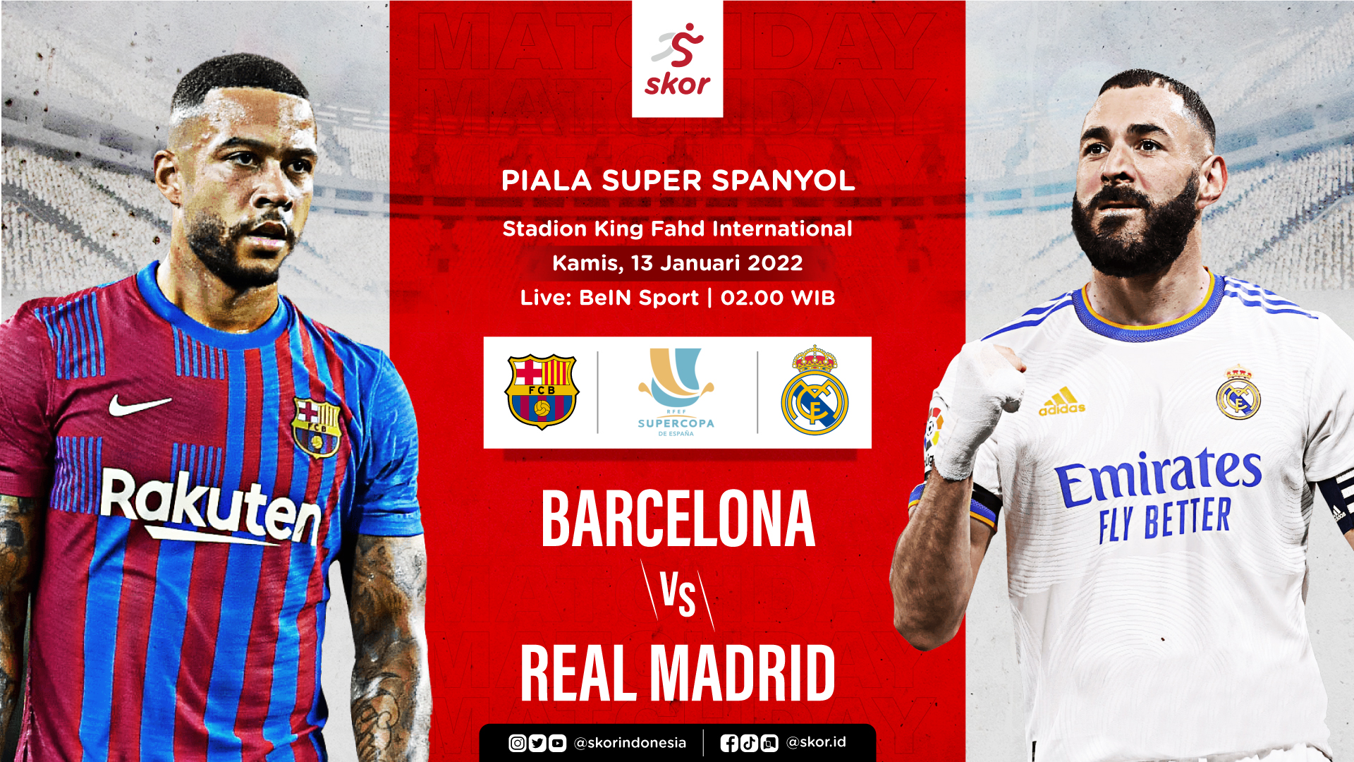 Link Live Streaming Piala Super Spanyol: Barcelona vs Real Madrid