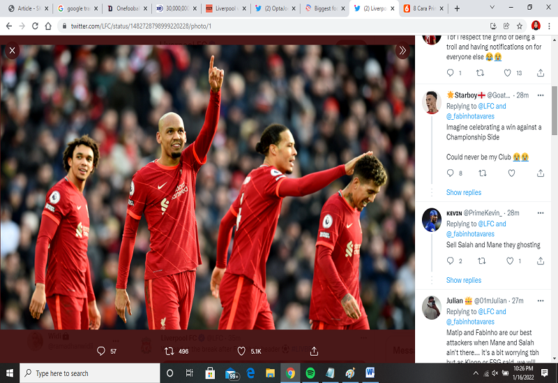 VIDEO: Liverpool Lolos ke Final Piala Liga Inggris, Jurgen Klopp Puji Fabinho