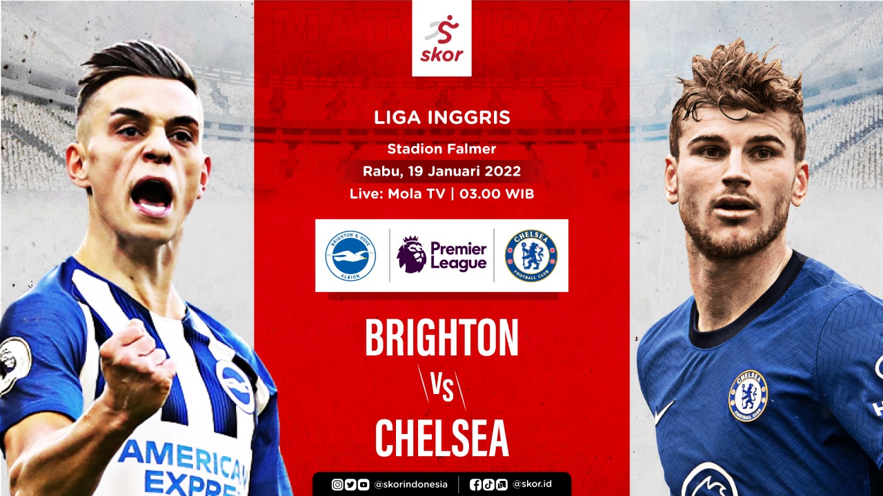 Link Live Streaming Brighton and Hove Albion vs Chelsea di Liga Inggris