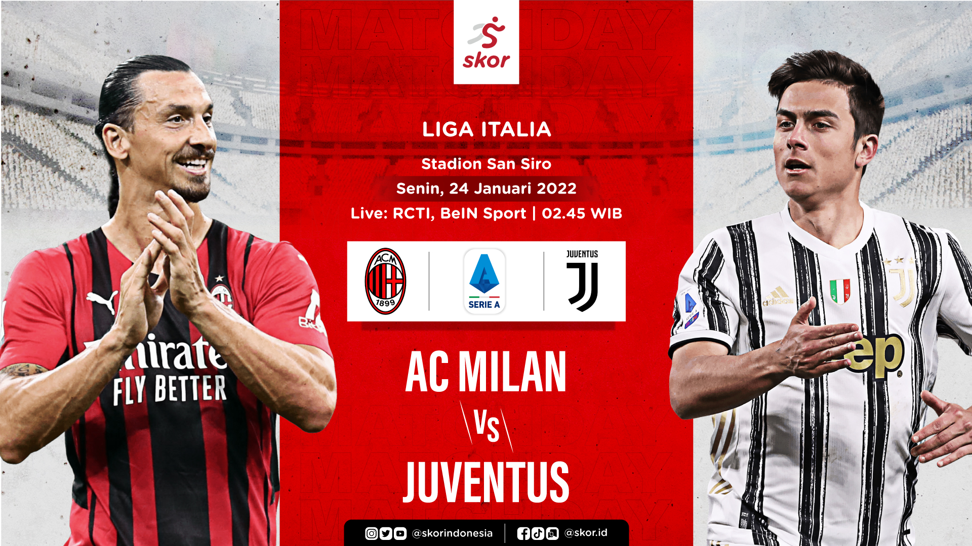 Link Live Streaming AC Milan vs Juventus di Liga Italia