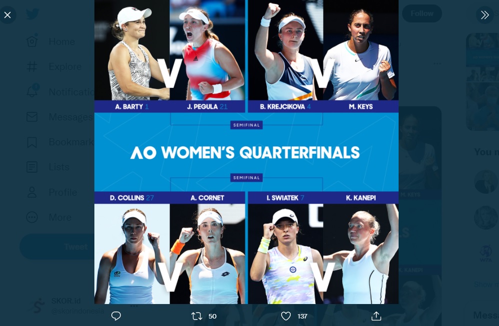 Australian Open 2022: Sektor Tunggal Putri Pasti Hadirkan Juara Baru