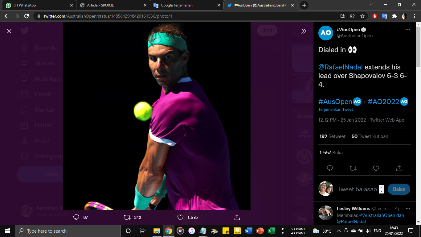 Australian Open 2022: Tembus Semifinal, Rafael Nadal Selangkah Lagi Menjadi ''Raja Grand Slam''