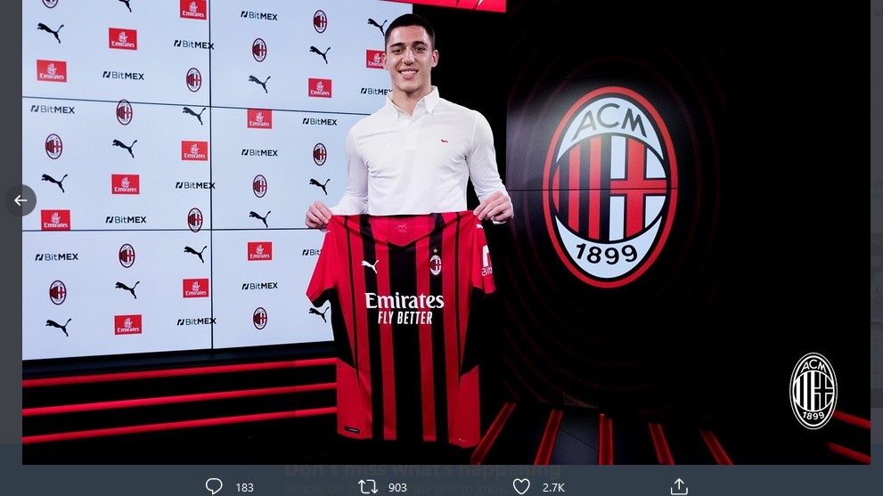AC Milan Resmi Perkenalkan Marko Lazetic, Penyerang dengan Tinggi 1,92 Meter