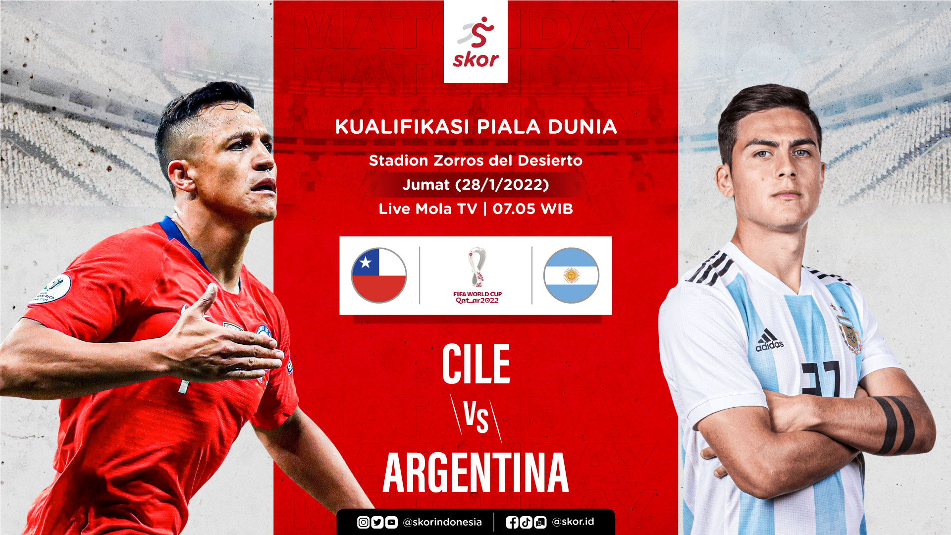 Link Live Streaming Cile vs Argentina di Kualifikasi Piala Dunia 2022