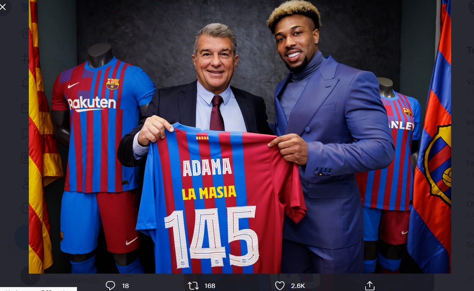 Adama Traore Dapat Dua Nomor Istimewa di Barcelona