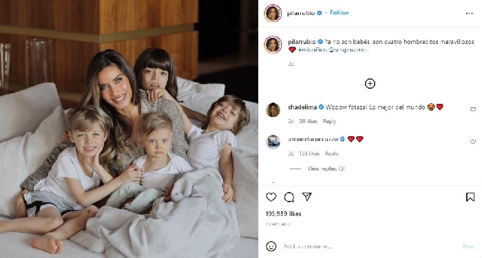 Foto Pilar Rubio Bersama Empat "Hombrecitos" Ganteng Memikat Hati Pengikutnya di Instagram