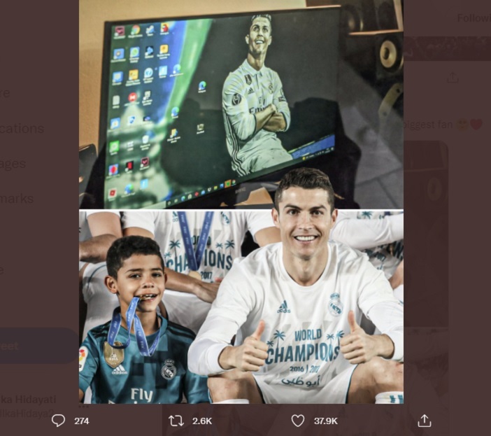 Cristiano Ronaldo Jr Pasang Foto Sang Ayah Sebagai Wallpaper Komputer