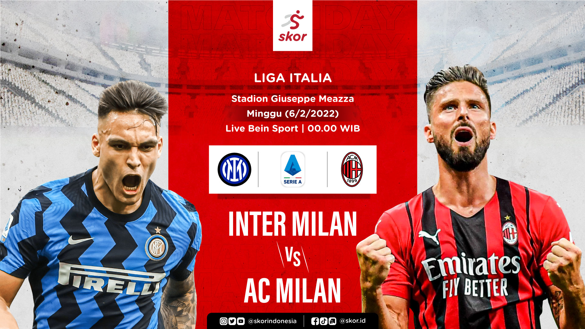 Link Live Streaming Inter Milan vs AC Milan di Liga Italia