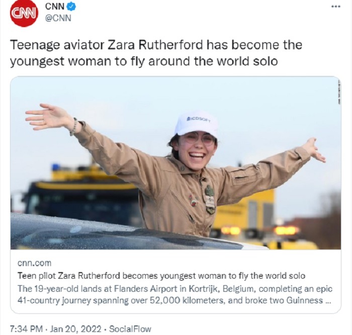Remaja Inggris-Belgia Menjadi Wanita Termuda yang Terbang Solo Berkeliling Dunia