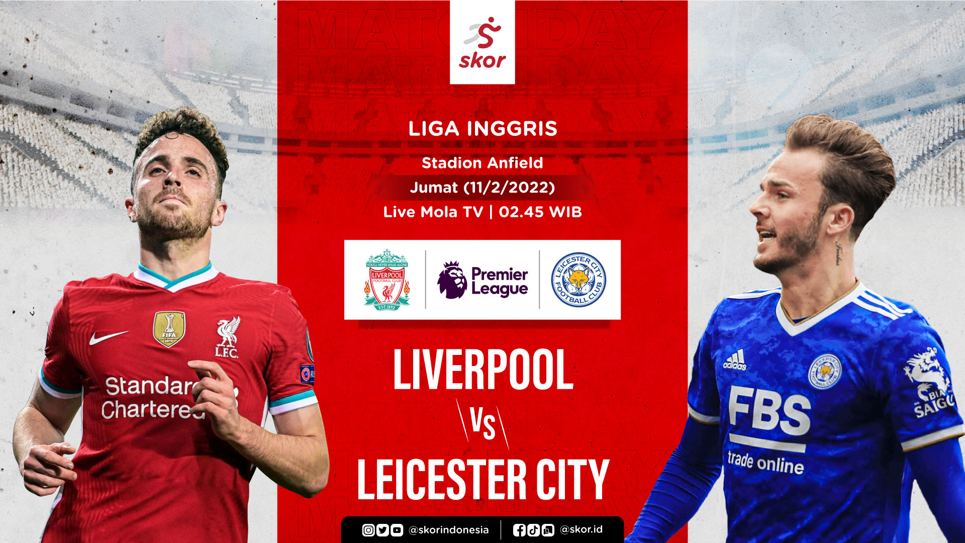 Link Live Streaming Liverpool vs Leicester City di Liga Inggris