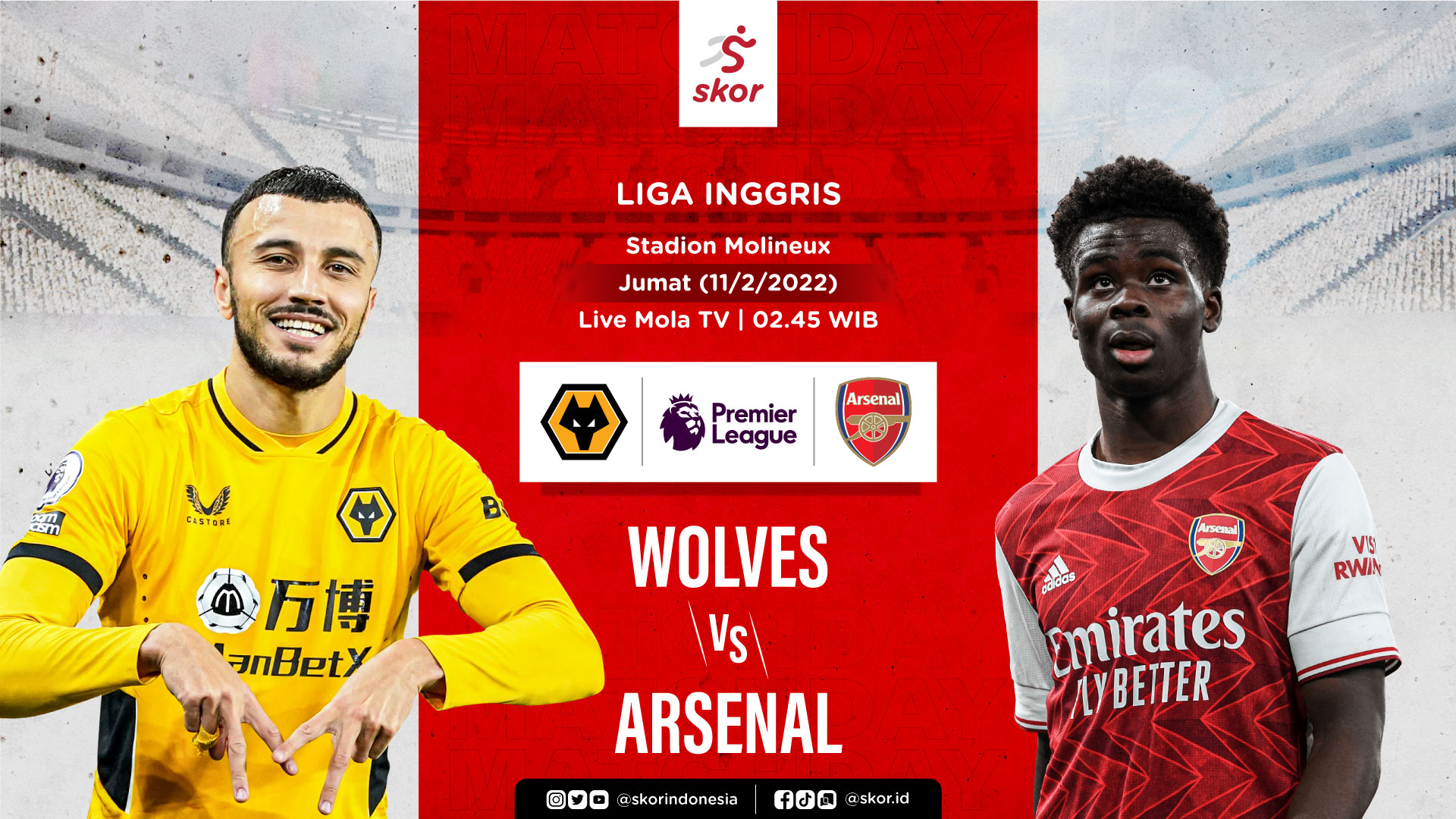 Link Live Streaming Wolves vs Arsenal di Liga Inggris