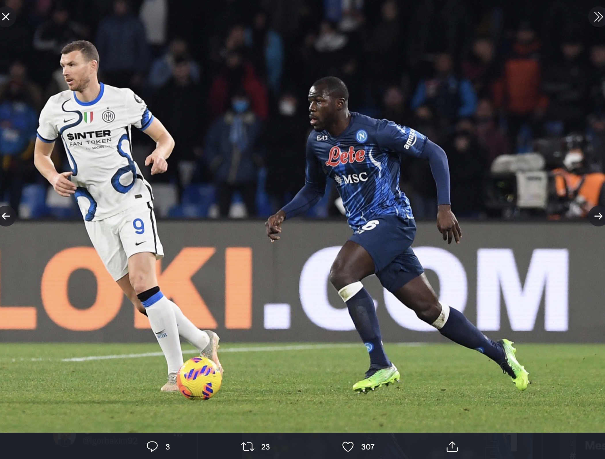 Napoli 1-1 Inter Milan: Kalidou Koulibaly Masih Optimis Partenopei Bisa Sabet Scudetto