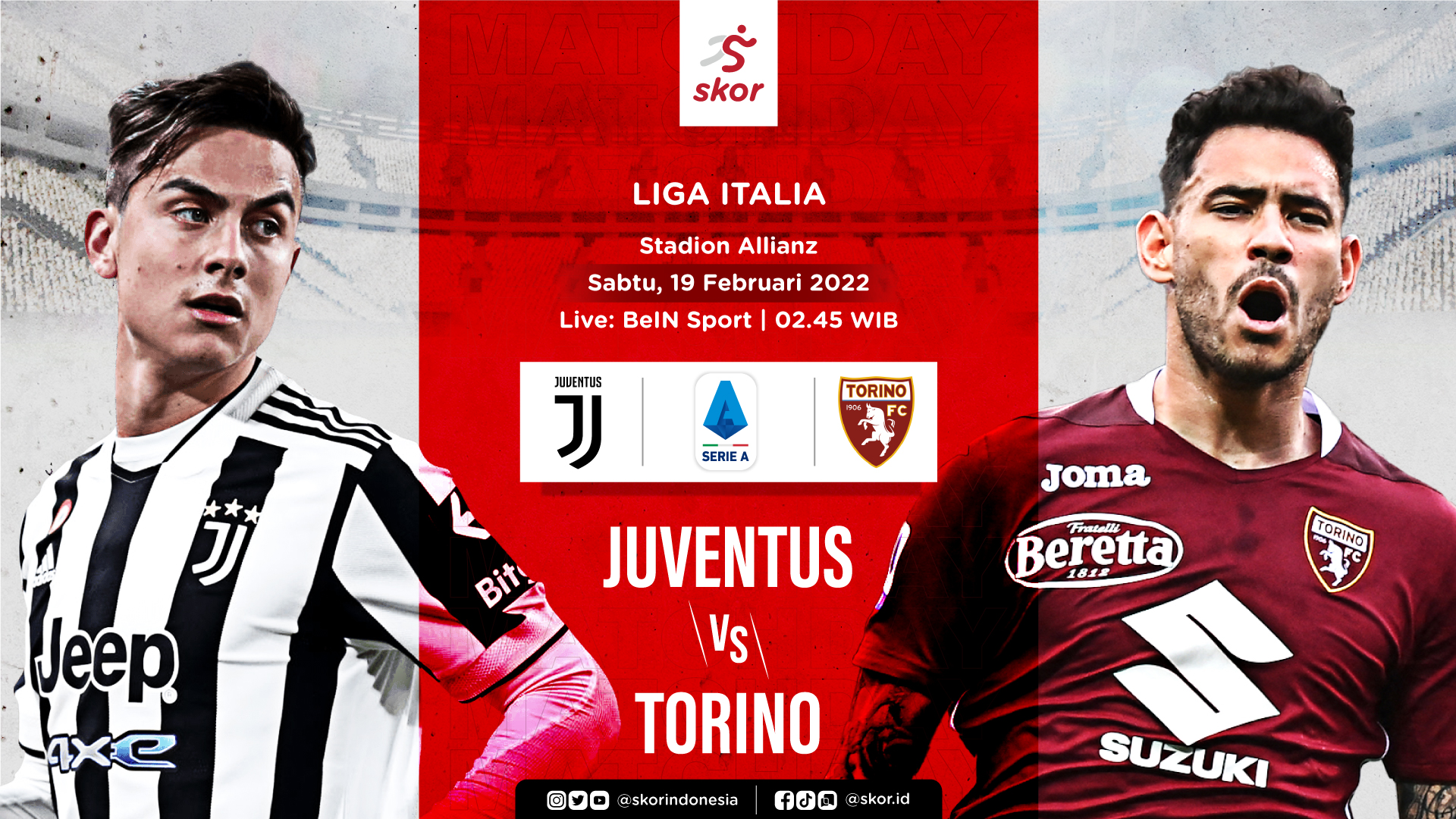 Link Live Streaming Juventus vs Torino di Liga Italia