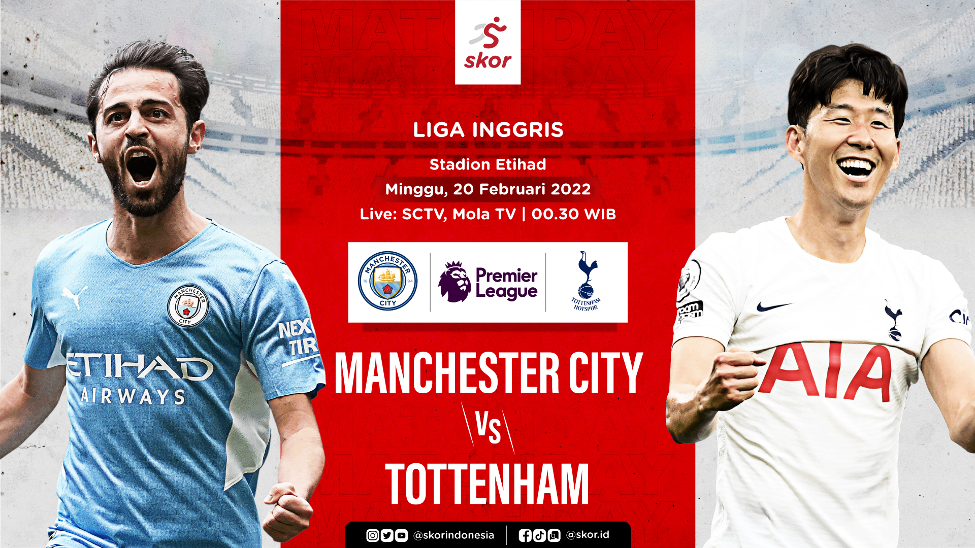 Link Live Streaming Manchester City vs Tottenham Hotspur di Liga Inggris