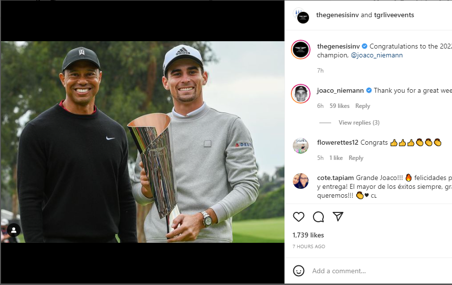 Di Hadapan Tiger Woods, Joaquin Niemann Juara The Genesis Invitational 2022