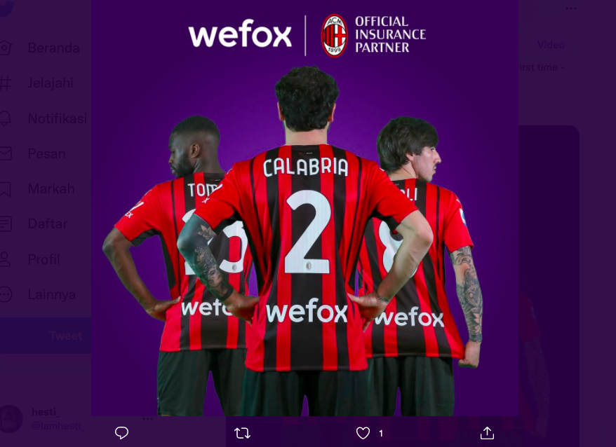AC Milan Umumkan Wefox sebagai Sponsor Belakang Jersi Pertama