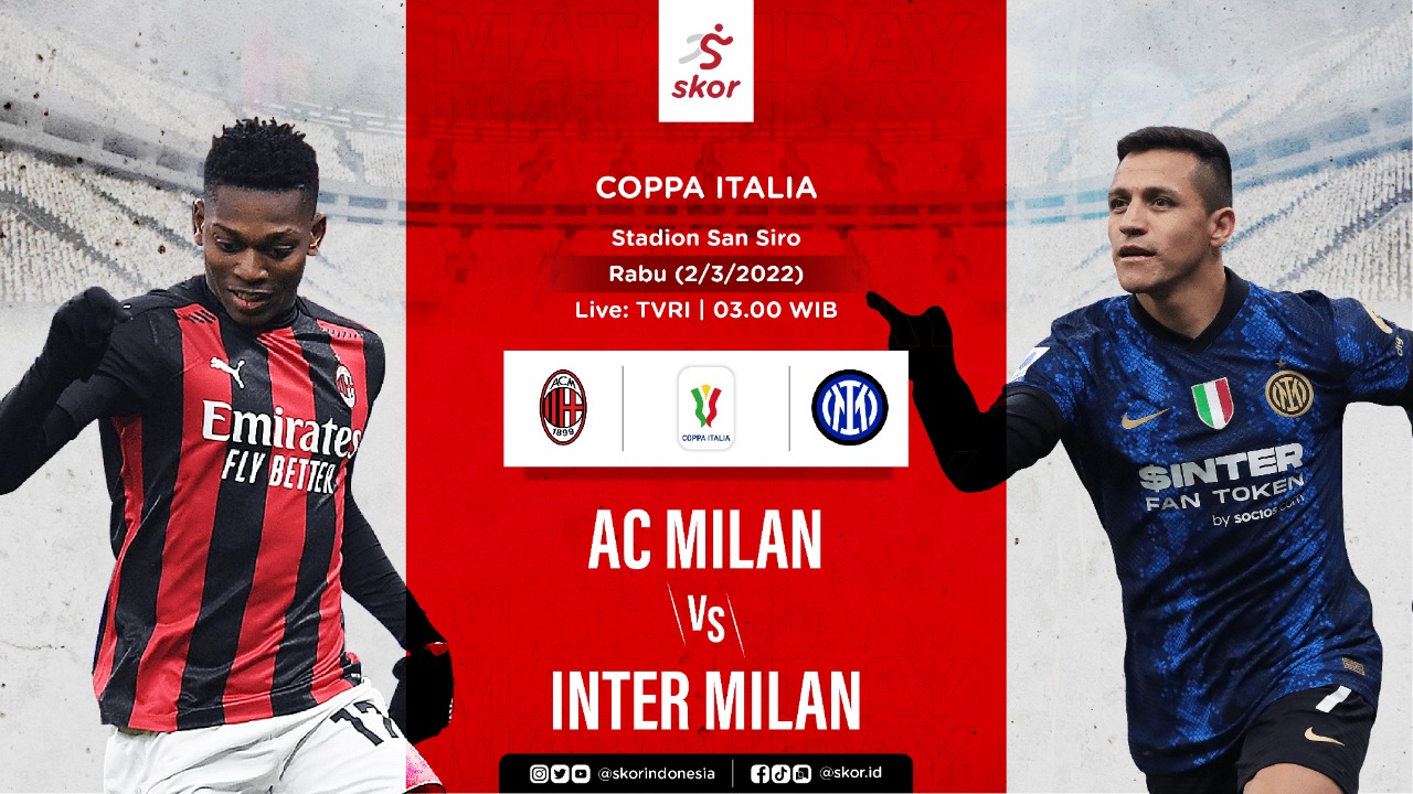 Link Live Streaming AC Milan vs Inter Milan di Coppa Italia